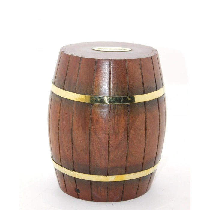 Byhodi Pirinç Ahşap Fıçı Kumbara 18 Cm (599599)