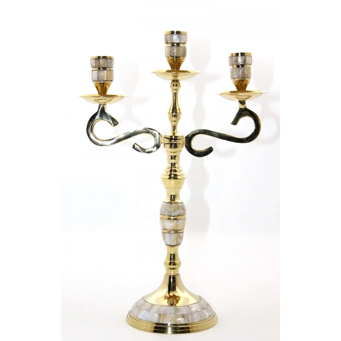 Pirinç Sedefli 3lü Şamdan 18912