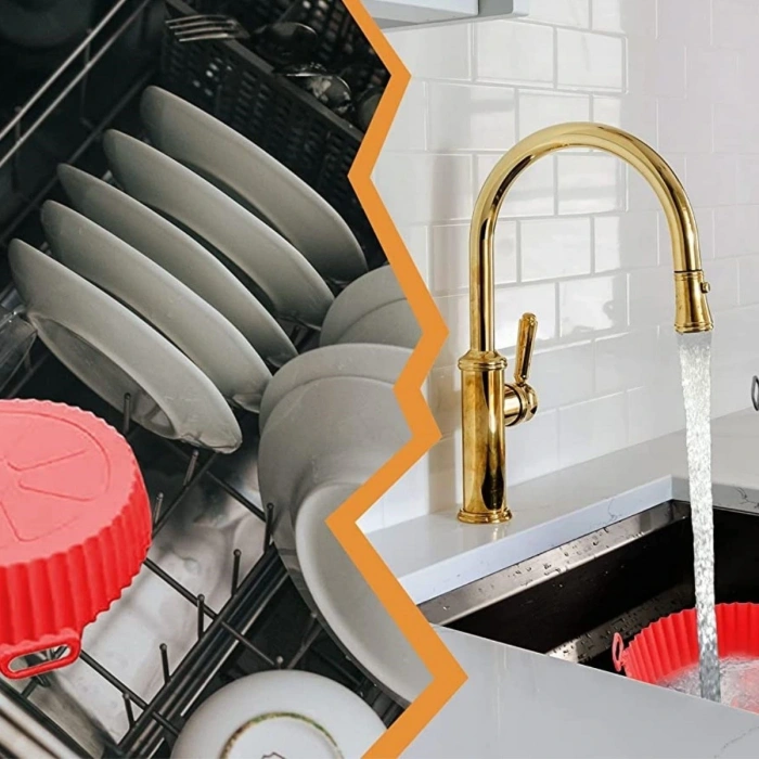 Renkli Isıya Dayanıklı Yıkanılabilir Silikon Fırın Ve Airfryer Yuvarlak Model Pişirme Matı 20 Cm