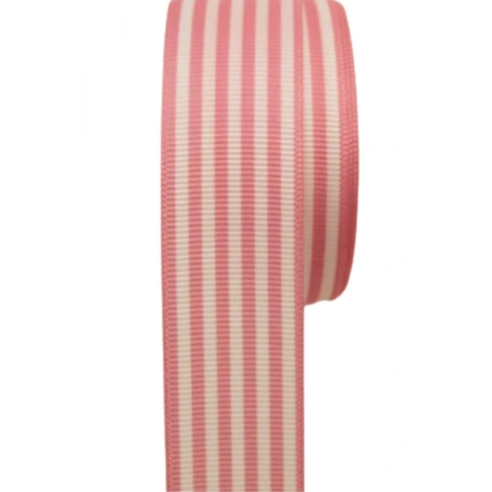 Tafta Çizgi Desen Kurdele 25 mm Pudra 2 Metre