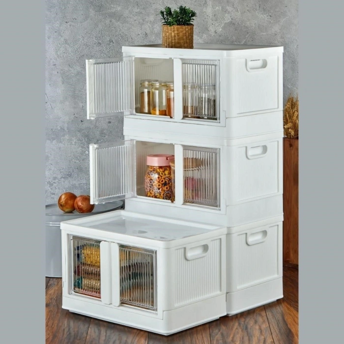 Tek Katlı (1 Ünite) Üst Üste Eklenebilir Demonte Mutfak ve Banyo Düzenleyici Raf-Beyaz