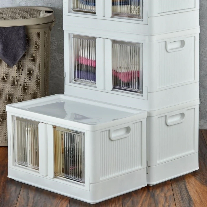 Tek Katlı (1 Ünite) Üst Üste Eklenebilir Demonte Mutfak ve Banyo Düzenleyici Raf-Beyaz