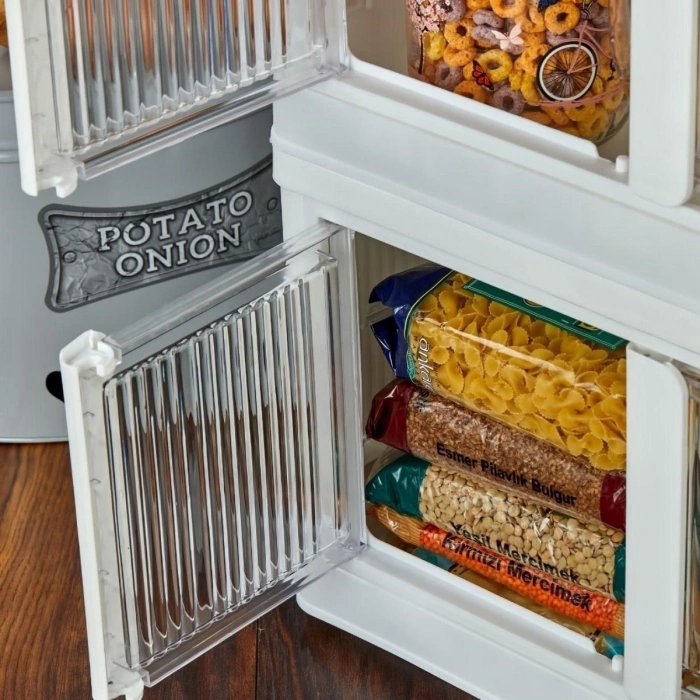 Tek Katlı (1 Ünite) Üst Üste Eklenebilir Demonte Mutfak ve Banyo Düzenleyici Raf-Beyaz