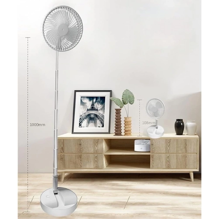 Teleskopik Fan Vantilatör 4 Modlu Şarjlı Katlanabilir Yükseltilebilir Taşınabilir Serinletici Portatif Masa Vantilatörü