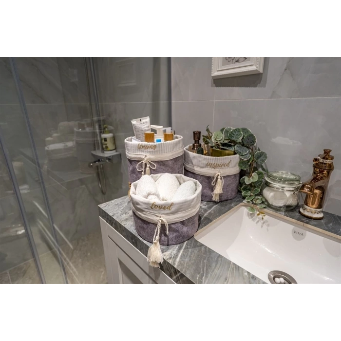 Yuvarlak Katlanabilir Çok Amaçlı Saklama Organizer Kutu Keçe Sepet (maxi) - 03396