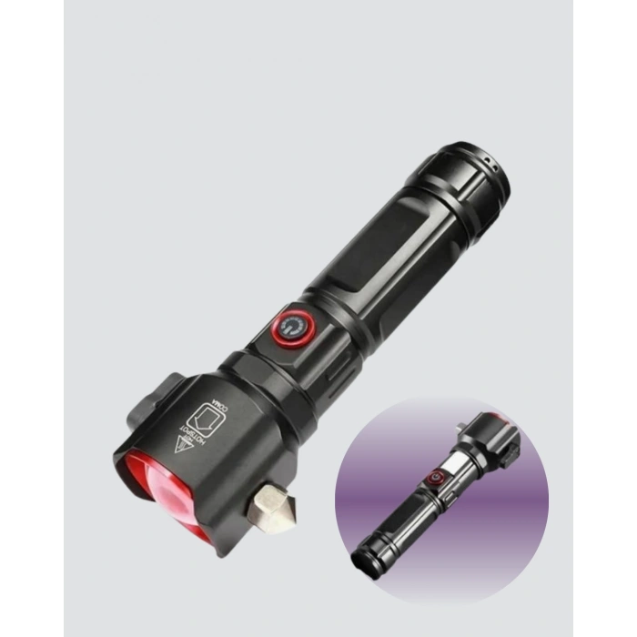 Çekiçli Pusulalı Acil Durum Feneri Usb Şarjlı Çok Fonksiyonlu