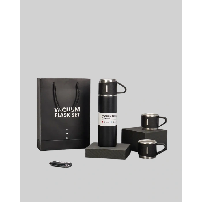 Çelik Termos Bardak Seti | 500 Ml Kapasite, Kaymaz Taban, Hediye Kutulu