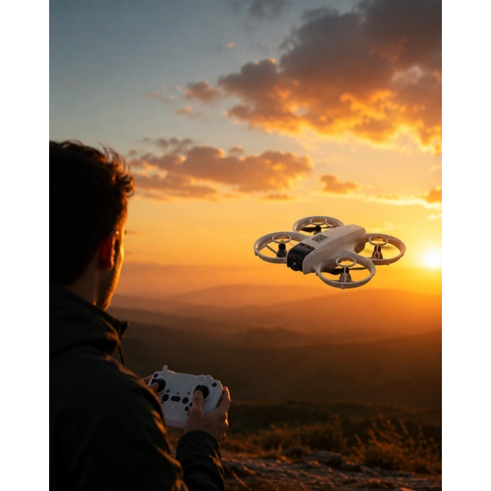 Çift Bataryalı Kameralı Mini Drone Işıklı Akıllı Uçuş Sistemi