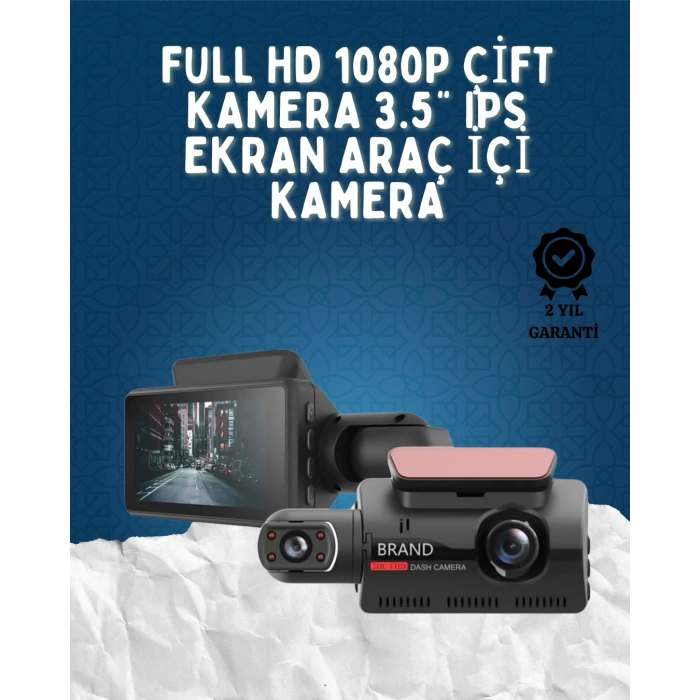 Çift Görüşlü Dashcam – Gece Görüşlü 1080p Araç İçi Güvenlik Kamerası