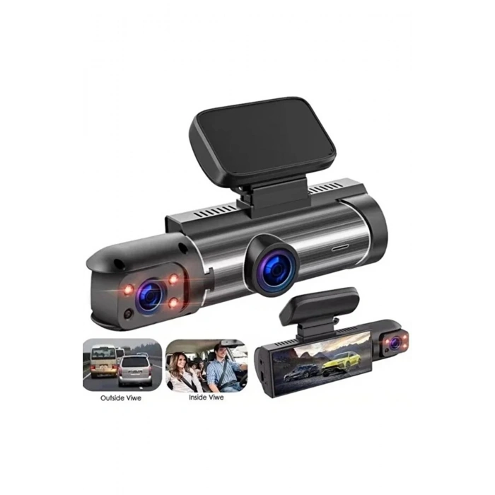 Çift Kameralı Araç Içi Kamera Wifi 1080p Full Hd, Gece Görüşü, G-sensör, Park Modu, 3.16” Ekran