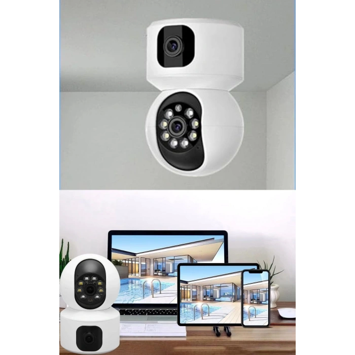 Çift Kameralı Wifi Bağlantılı Gece Görüşlü Ev Tipi Güvenlik Kamerası Yosee