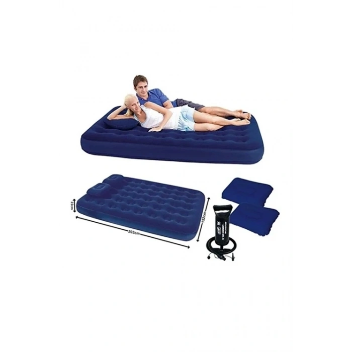 Çift Kişilik Şişme Yatak Dahili Pompalı 203x152x22 Cm 2 Yastıklı