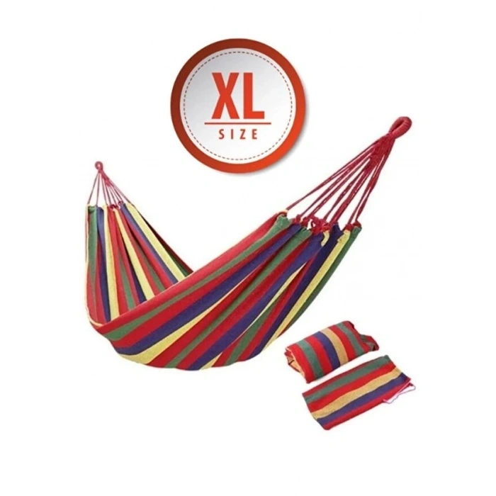 Çift Kişilik Xl 260x150cm Kolay Kurulabilir Kanvas Hamak Çantalı
