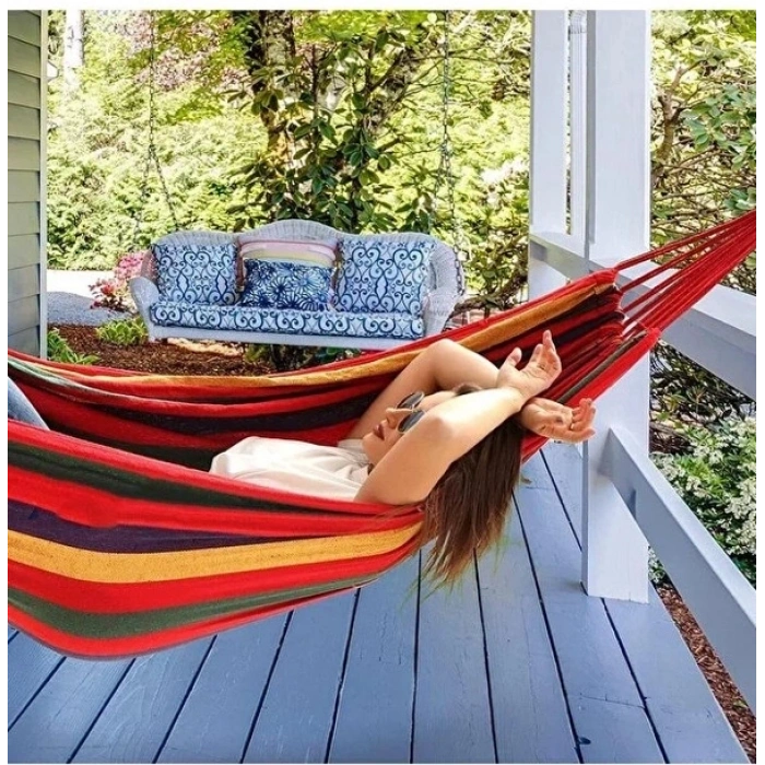 Çift Kişilik Xl 260x150cm Kolay Kurulabilir Kanvas Hamak Çantalı
