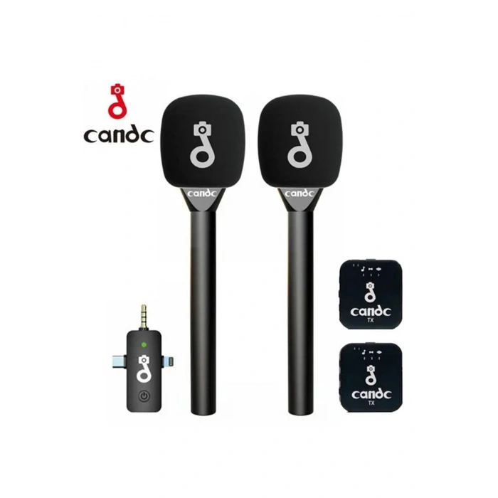 Çift Mikrofonlu Profosyonel Kablosuz Yüksek Kaliteli Ses Kaydı Röportaj Mikrofonu