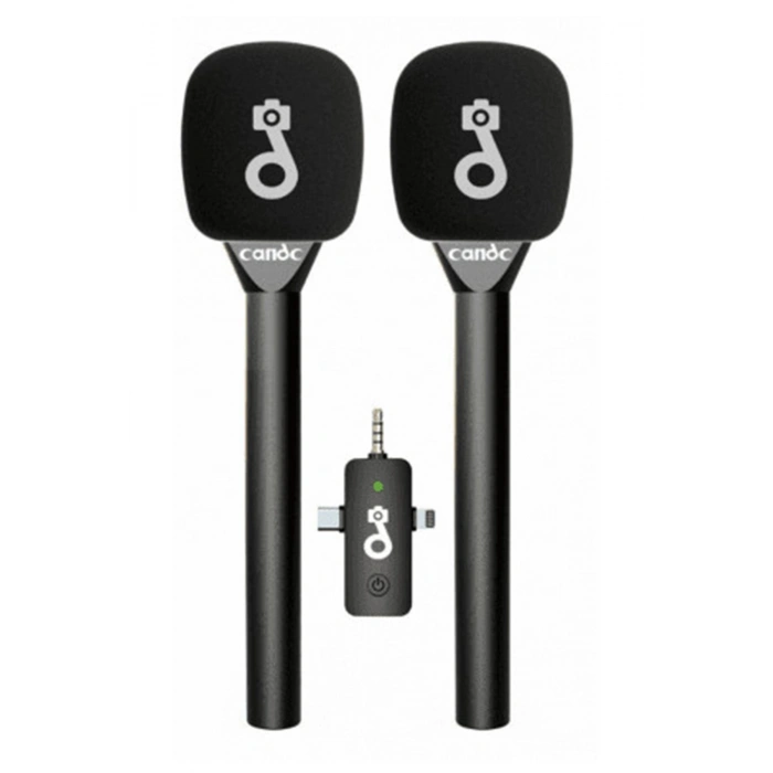 Çift Mikrofonlu Profosyonel Kablosuz Yüksek Kaliteli Ses Kaydı Röportaj Mikrofonu