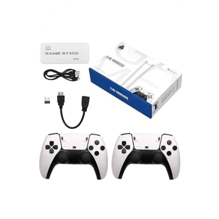 Çift Oyun Kollu 4k Hd Ekran Nostaljik 20.000 Oyunlu Beyaz Game Stick