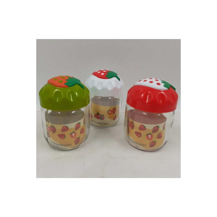 Çilek Desenli Kavanoz 1 Adet 425 Ccck425 (599)