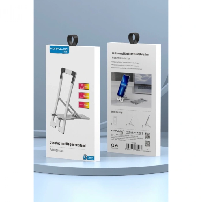 Cm23 Ayarlanabilir Katlanabilir Masaüstü Telefon Tutucu - Gümüş