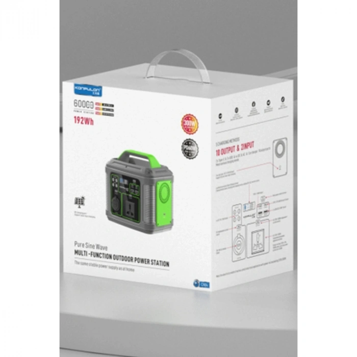 Cn04 Powerbank 300w 60.000 Mah 5w Led Işıklı Kamp Şarj Pd 60w - Gri