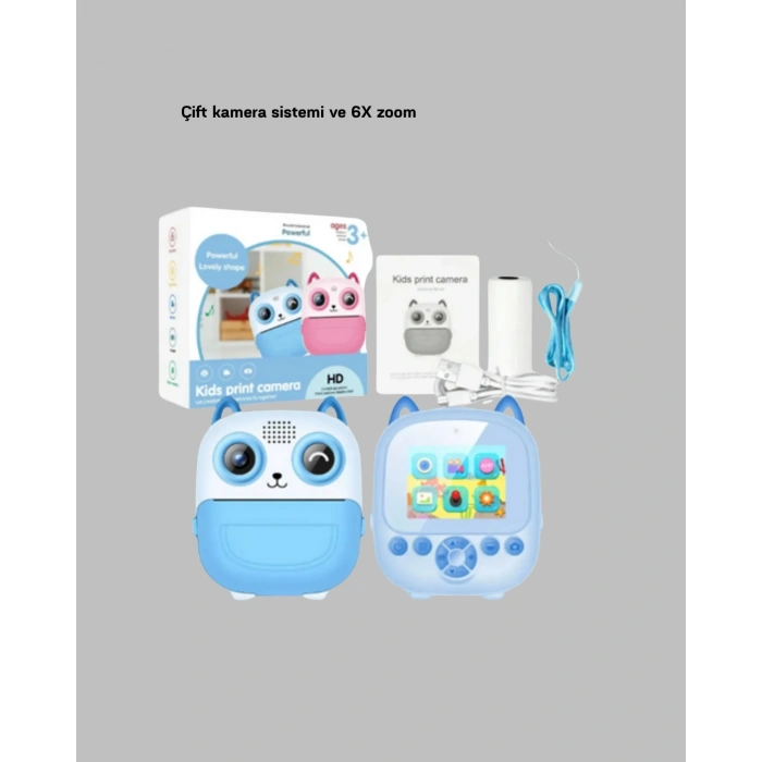 Çocuklar İçin Dijital Kamera Termal Yazıcı 48mp Çift Kamera 1300mah Batarya