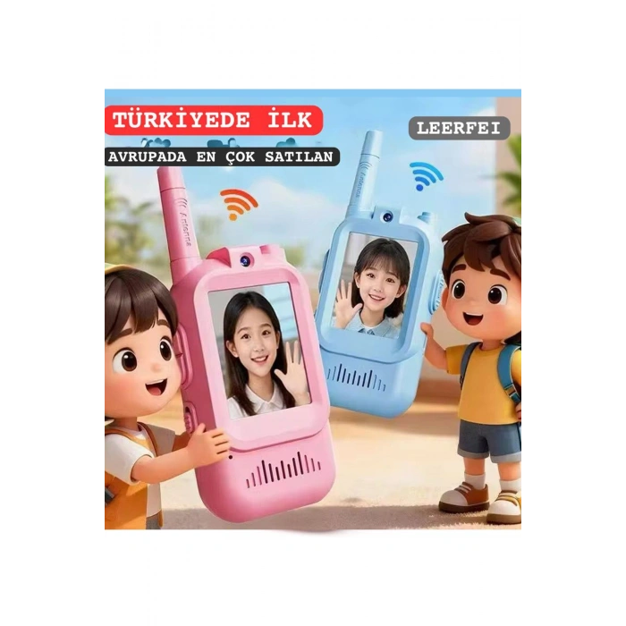 Çocuklar Için Görüntülü Telsiz Konuşma Özellıklı El Telsizi Şarj Edılebılır 50 Mt Menzil Wifi Gerektirmez