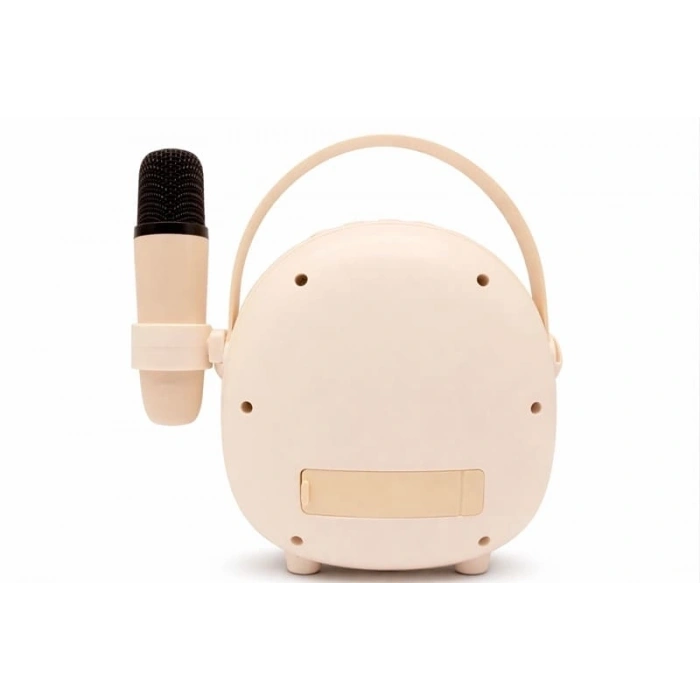 Çocuklara Özel Retro Tasarımlı Bluetooth Karaoke Mikrofon Ve Ahşap Tripodlu – Beyaz