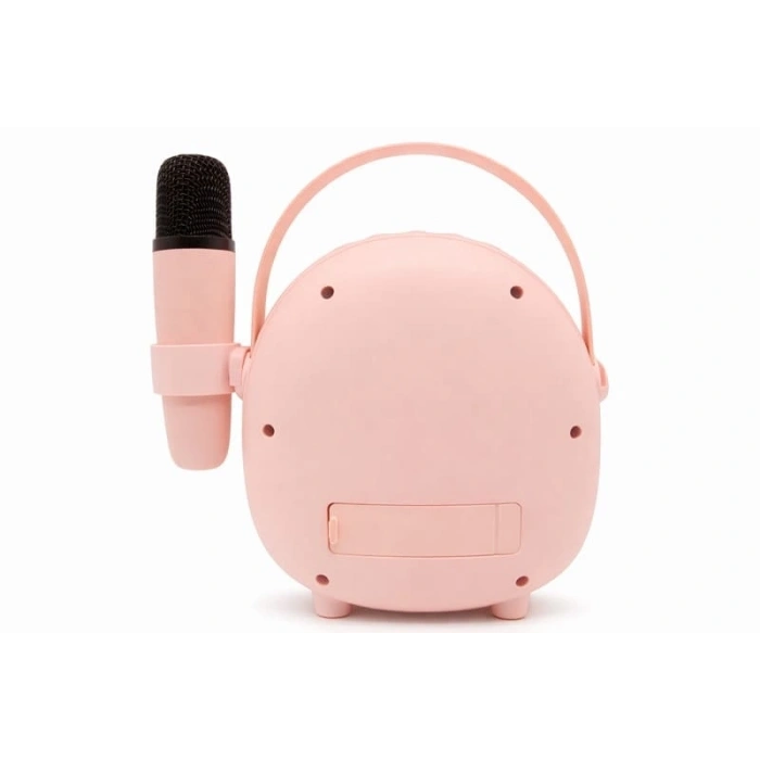 Çocuklara Özel Retro Tasarımlı Bluetooth Karaoke Mikrofon Ve Ahşap Tripodlu – Pembe