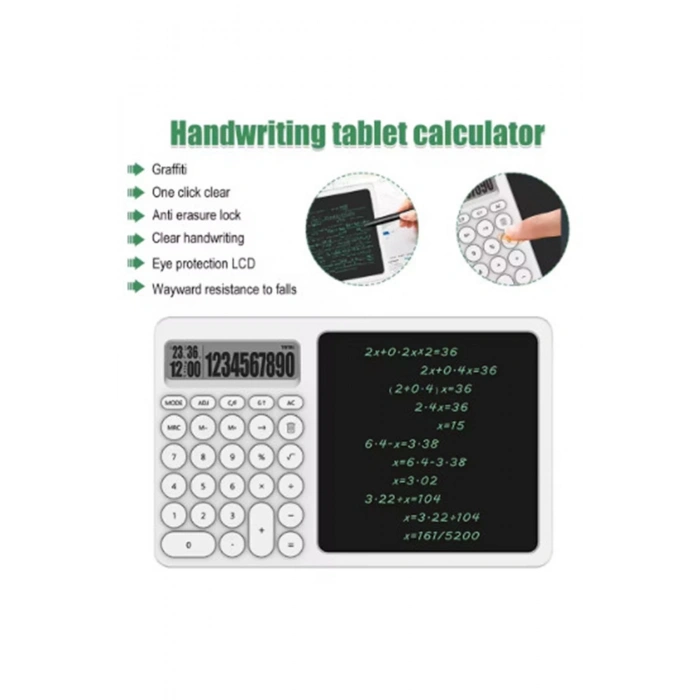 Çok Amaçlı Digital Hesap Makinesi Lcd Ekran Yazma Tableti Ofis Okul İçin Silinebilir El Yazısı Not Defteri