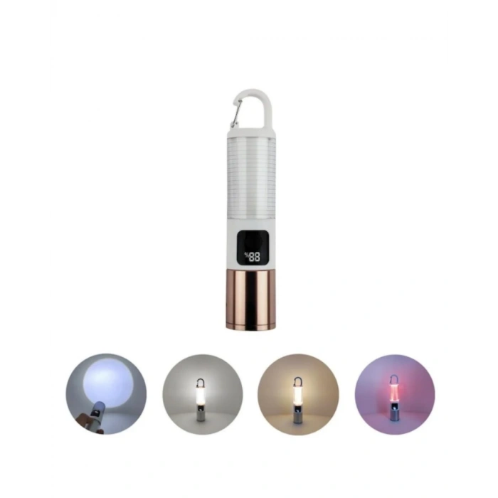 Çok Amaçlı Kamp Feneri Usb Şarjlı Çift Işık Kaynaklı Güç Ekranlı Led Aydınlatma