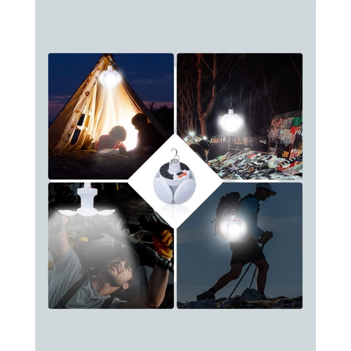 Çok Amaçlı Katlanabilir Güneş Enerjili Kamp Lambası – Masa Üstü Ve Asılabilir Kullanım