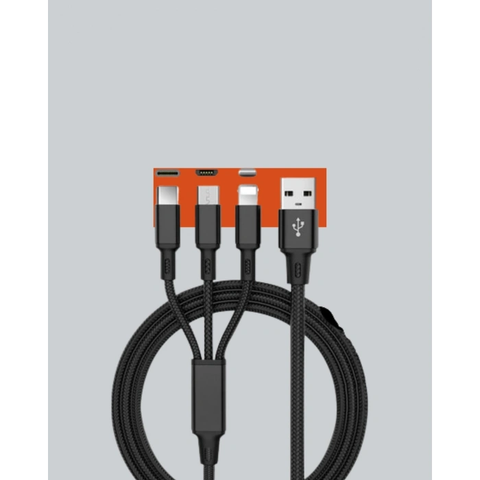 Çoklu Usb Şarj Kablosu – 1,2m Hızlı Şarj, 3a Güçlü Akım