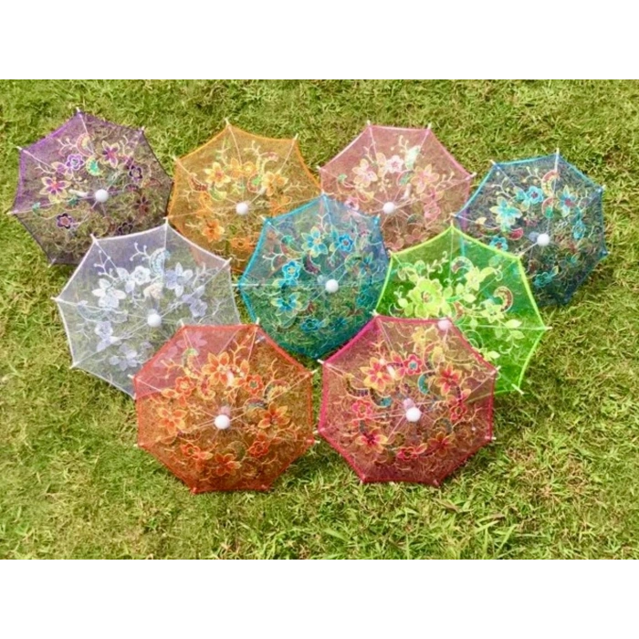 Dantelli Ufak Dekorasyon Şemsiyesi 10lu Paket