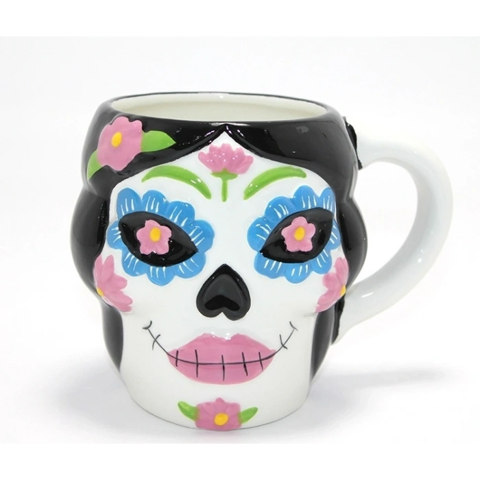 Day Of The Dead Şeker Kurukafa Tasarımlı 3d Seramik Kupa Bardak Alk4893