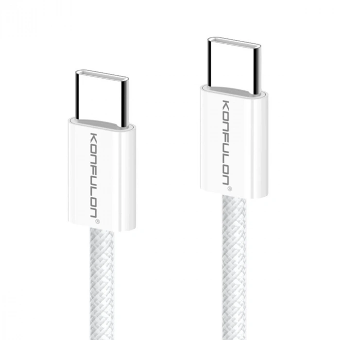 Dc130 2m 60w Type-c To Type-c Örgülü Hızlı Şarj Kablosu - Beyaz