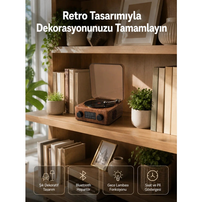 Dekoratif Gece Işıklı Bluetooth Hoparlör – Saatli Tasarım Yeni Nesil