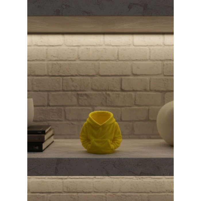 Dekoratif Sarı Hoodie Kalemlik 10x10 Cm