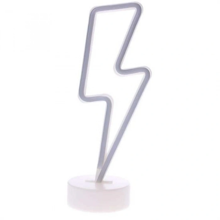 Dekoratif Şimşek Şeklinde Pilli Neon Led Lamba Süs Masa Lambası