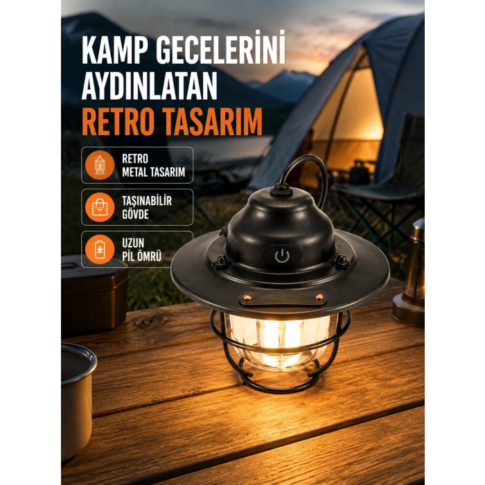 Dekoratif Ve Fonksiyonel Taşınabilir Kamp Gece Lambası