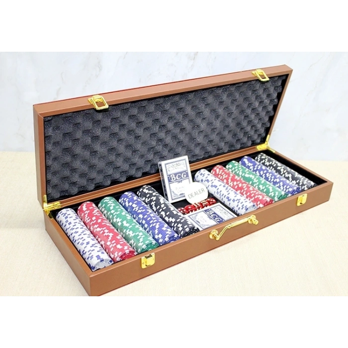 Deri Çantalı 500 Chip Ve 2 Adet İskambil Kağitına Sahip Poker Oyunu Alk4231