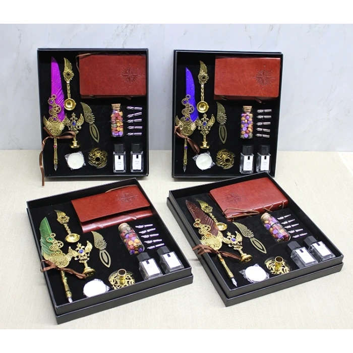 Deri Defterli Ve Divit Hokka Seti Alk4723