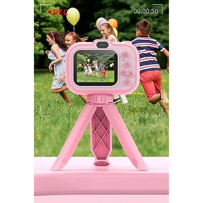 Dijital Fotoğraf Makinesi Çocuk Mini 1080p Hd Kamera Selfie Tripotlu Ön Arka Kamera
