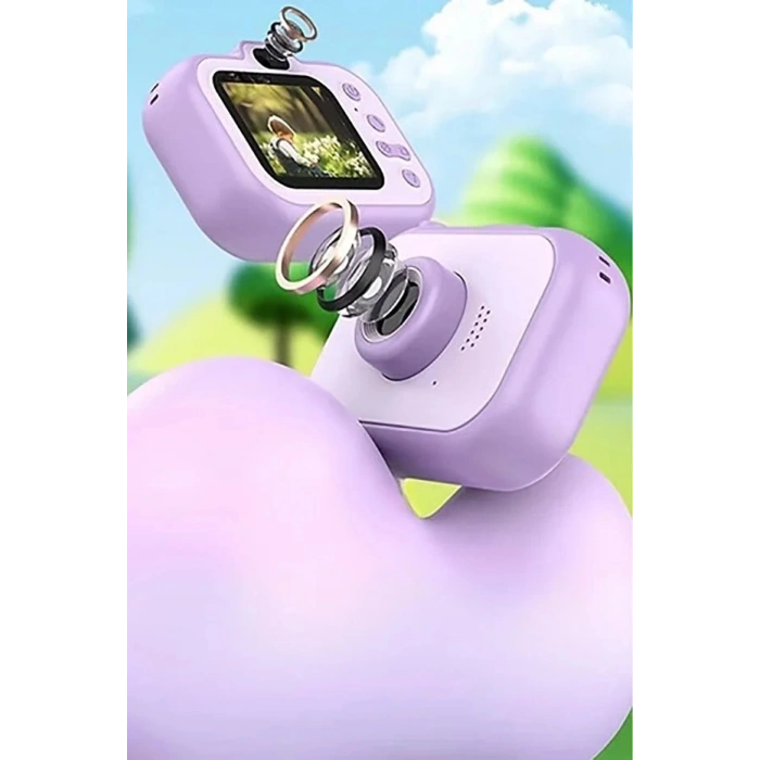 Dijital Fotoğraf Makinesi Çocuk Mini 1080p Hd Kamera Selfie Tripotlu Ön Arka Kamera
