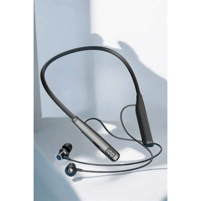 Dijital Göstergeli Kulak İçi Kablosuz Bluetooth Kulaklık Boyun Bantlı