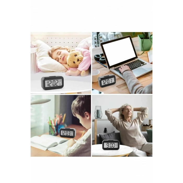 Dijital Işıklı Alarmlı Çalışma Masası Ekran Pilli Çalar Saat