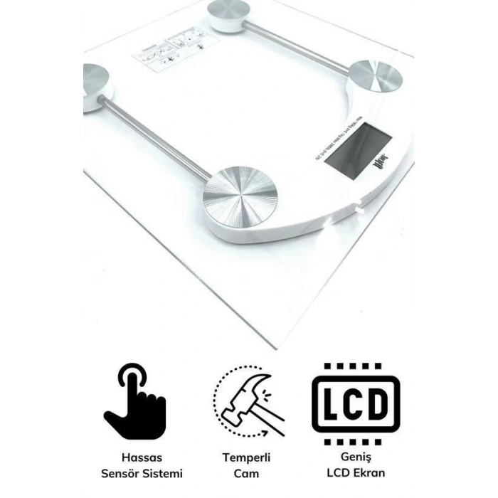 Dijital Kare Cam Baskül Darbelere Karşı Dayanıklı Terazi Yüksek Hassasiyetli Tartı Tf 1052