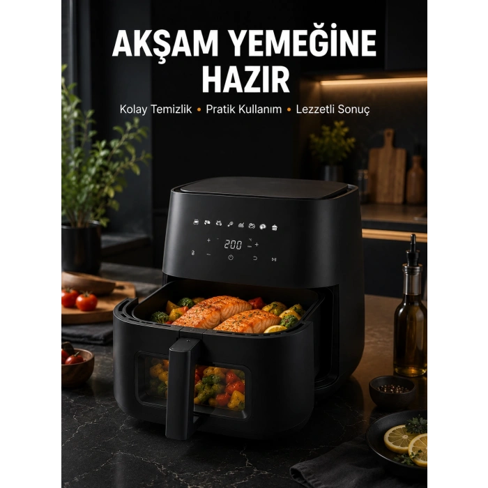 Dokunmatik Ekranlı Air Fryer Sağlıklı Yağsız Pişirme Cihazı