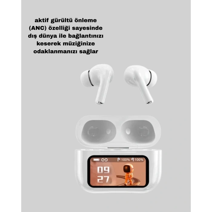 Dokunmatik Ekranlı Bluetooth Kulaklık – Anc, Suya Dayanıklı, Powerbank Kutulu