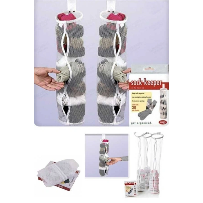 Dolap İçi Asılabilir Temiz Çorap Düzenleyici Çorap Filesi Askılık (599)