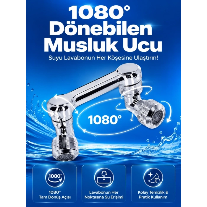 Döndürülebilir Musluk Mutfak Banyo Musluk Ucu Başlığı 4 Filtreli